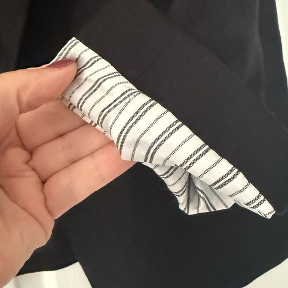 ZARA LINEN BLEND ROLL UP SLEEVE OPEN FRONT BLAZER BLACK SIZE L - Picture 6 of 8